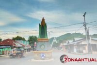 Foto - Pemandangan Langit Kabupaten Boalemo terlihat tugu jagung dan Jembatan HM. Soeharto