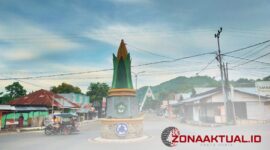 Foto - Pemandangan Langit Kabupaten Boalemo terlihat tugu jagung dan Jembatan HM. Soeharto 