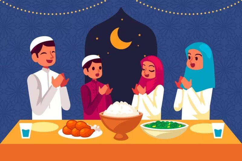 Ilustrasi - muslim berdoa pada saat sahur di bulan suci Ramadhan 