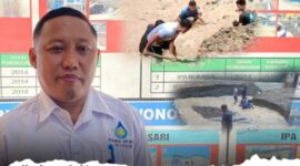 Foto : Hariyono Bokingo PLT Direktur Perumdam Tirta Boalemo yang menjelaskan terkait timnya yang berjuang membersihkan aliran air 