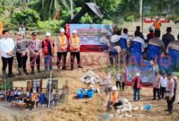 Foto : peletakan batu pertama untuk barak siaga Polres Boalemo