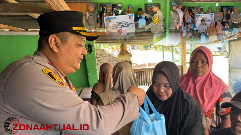 Foto : Polres Boalemo Bagikan Bantuan Kepada Korban Banjir