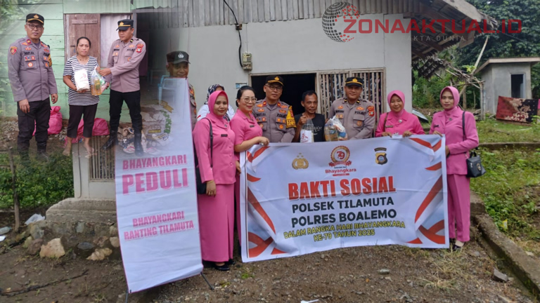 Foto : Polsek Tilamuta Gelar Bhakti Sosial Sambut HUT Bhayangkara ke-79