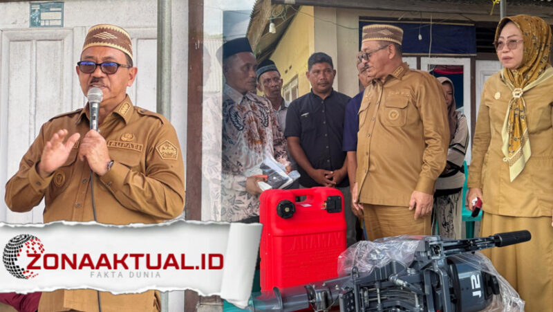 Foto : Penyerahan Bantuan Mesin Kapal kepada para nelayan di Desa Diloato