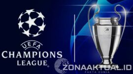 Foto : Emblem dan Piala Champions League UEFA
