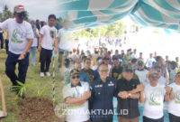 Foto : kegiatan pencanangan penanaman bambu petung di Desa Kuala Lumpur, Kecamatan Paguyaman.