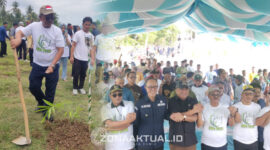 Foto : kegiatan pencanangan penanaman bambu petung di Desa Kuala Lumpur, Kecamatan Paguyaman.