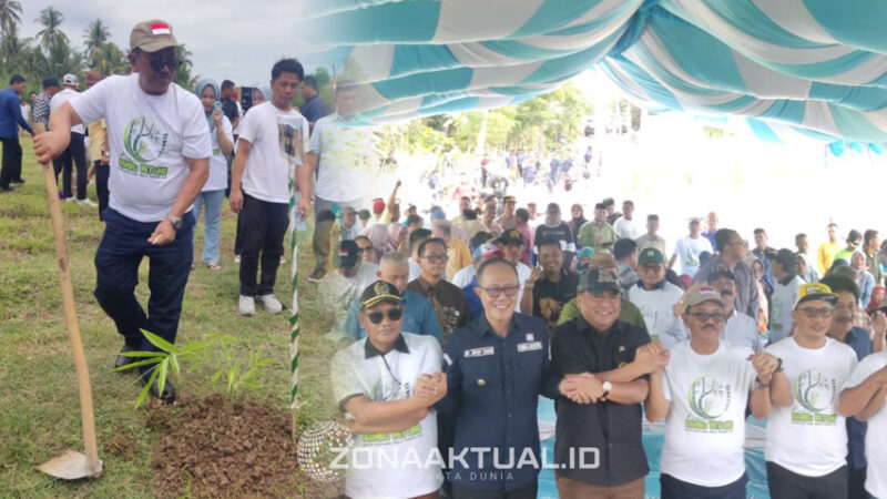Foto : kegiatan pencanangan penanaman bambu petung di Desa Kuala Lumpur, Kecamatan Paguyaman.